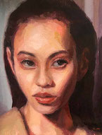 ノリコミシマの描く人物画、油絵、norico mishima’s portrait oil painting.