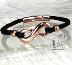 Armband aus Pferdehaar, Rose, Infinity, 2 Perlen