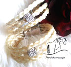 Pferdehaar-Armbänder, 3 Stränge, Glitzerperle