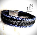 Armband aus Pferdehaar-L03- Leder kombiniert.  Das Leder ist in verschiedenen Farben möglich.