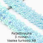 Paljettinauha turkoosi AB joustava 3rivi