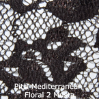 joustava kangas pitsi Mediterranean Floral 2 Musta