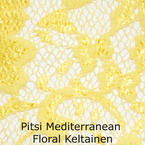 joustava kangas pitsi Mediterranean Floral 1 Keltainen
