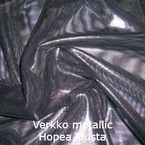 joustava kangas Metallic Verkko Hopea Musta
