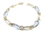 Bracciale da donna a catena maglia ovale bicolore in oro 18 kt IS986GB