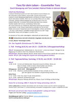 Flyer Essenzieller Tanz, Workshop in Chur
