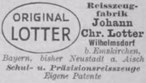 'Original Lotter' was registered as a trade mark in 1933 [17]. Reichs-Adressbuch 1935, p.608 [GenWiki] 