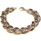 Bracciale oro bianco 18kt con maglie lucide e ritorte - br94243bdf