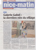 artcle Nice-Matin galerie côte d'Azur, galerie d'art à Biot, jeunes artistes , Mendjisky,Tobiasse