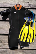 shorty wetsuit 4mm for intro dive and warm season, HiRO DiVE BORA BORA