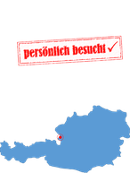 Österreich-Karte mit "persönlich besucht" Stempel