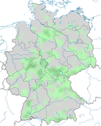 Karte zur Verbreitung des Raufußkauzes in Deutschland.