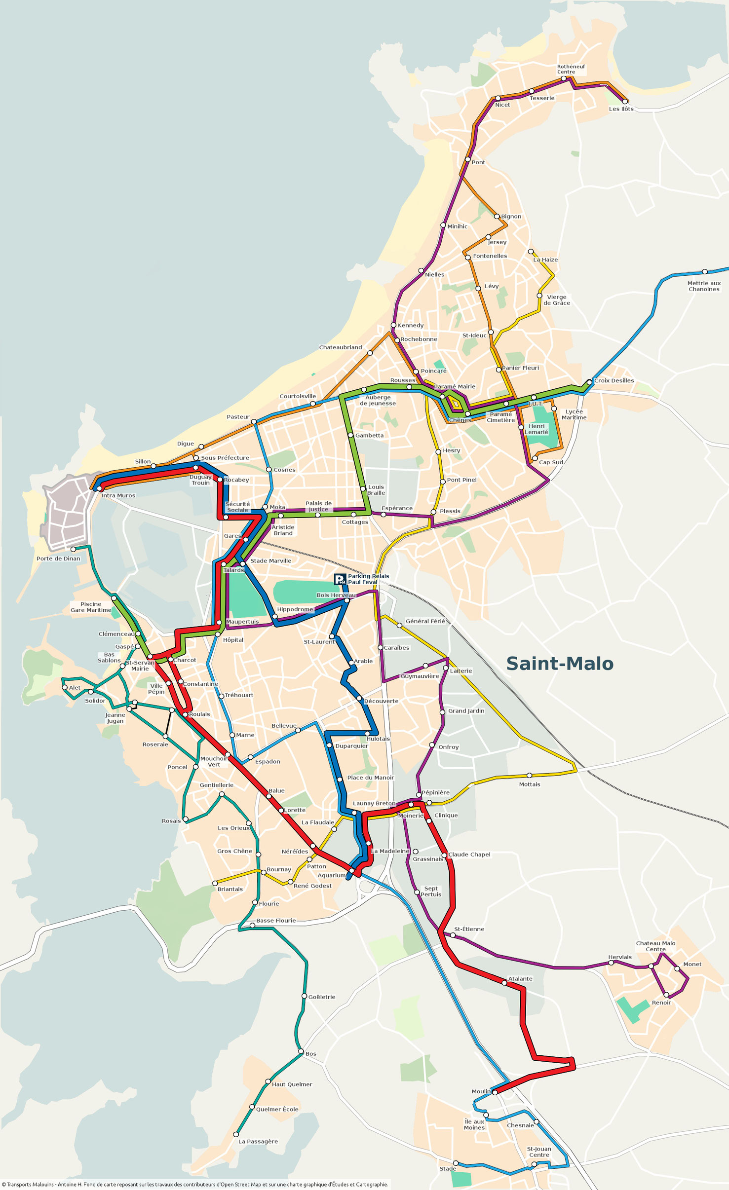 Plan du réseau urbain prévu au 6 janvier 2020. (plan non-contractuel).