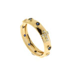 Anelli rosari  in oro giallo con pietre blu gr. 3.50