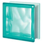 Bild: Design Pegasus Turchese Q19 O sat 1 lato Wave Wolke Türkis Turquoise Satiniert 1 Seite Glasbaustein Glasstein Glass Blocks Glasbausteine-Center Glasbausteine-Center.de Glassteine Glasbausteine satin one side finished