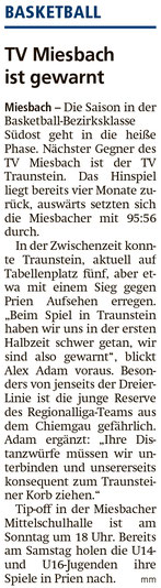 Artikel im Miesbacher Merkur am 23. Februar 2024 - Zum Vergrößern klicken
