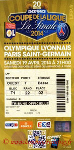 Ticket  Lyon-PSG  2013-14