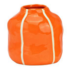 vase fleur jaune rayure blanche diametre 12cm idee cadeau decoration fete mamie grand mere maman anniversaire noel paques table ete soleil orange duo
