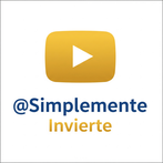 Logo cuadrado de YouTube en fondo blanco, con el texto "@Simplemente" en azul y "Invierte" en dorado.