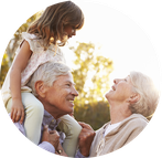 grandparents with grandchild happy because they protected their retirement