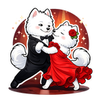 Japanese Spitz, World Japanese Spitz Day, Spitz, white dog, Yuliya Strizhkina, stickers, Japanese Spitz Family sticker pack, dog at the beach, happy dog, rest, dog under the sun umbrella, dog with a coctail