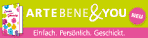 Die Grafik zeigt einen kleinen Werbebanner der Fa. Artebene & You in den Farben pink und neongrün