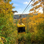 Cable car in Sigulda, Latvia amidst autumn colours