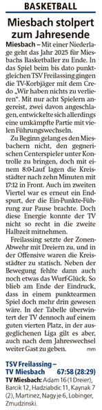 Bericht im Miesbacher Merkur am 16. Dezember 2025 - Zum Vergrößern klicken