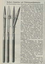 Riefler's Reissfeder mit Präzisionsschraube. Dingler's Polytechnisches Journal, Vol. 313, p.14, 1899. [21]