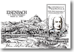 Ein schwarzweißer Bach-Briefmarkenblock