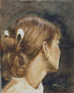 Testa di donna, 1995, olio su tavola, cm 20 x 25, proprietà privata