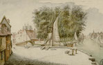 Vue du quai du Pont-Neuf, vers le canal  marchand à gauche et vers le pont de Talance  à droite, avant 1789 