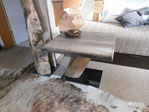 Couchtisch 67x60x49, massiver Eiche/Stahl-Unterbau (2.44)