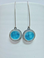 boucles d'oreilles céramique raku bleues