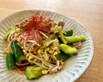 冷しゃぶのピリ辛和え　豚しゃぶ　冷やし豚しゃぶ　きゅうり　豆もやし
