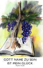 christliche Karten, Weinrebe, Bibel, Gott nahe zu sein ist mein Glück
