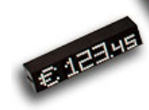 schwarzes Preismodul von TAXOM 800, bedruckt mit dem Standard Printer mit eckigeren Ziffern