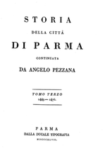 "Storia della città di Parma" di A. Pezzana