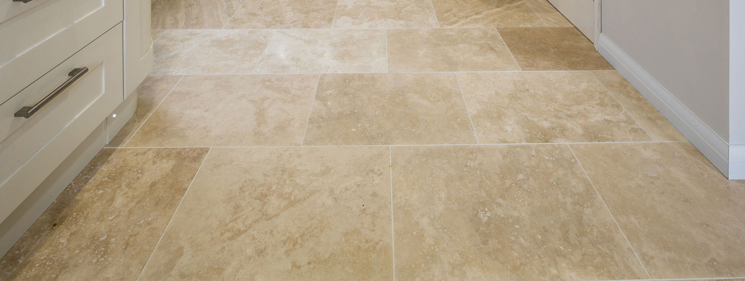 Travertine floor in the kitchen