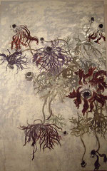 Faded Anemones (Painting, Japanese paper, Silver leaf, Pigments, Glue)