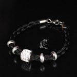 Pferdehaararmband, 5 Perlen, Glitzer