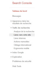 search console colonne pour liens entrants par e-cime.fr création de sites internet