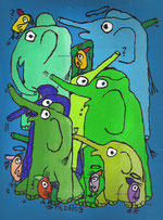 "Elefantomie" Acryl auf Leinwand, 24/13 cm, Juni 2009