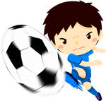 サッカーボールを蹴る男の子のイラスト