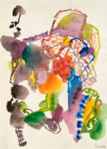 Heinz Trökes "Farbvernetzung", Aquarell 1992