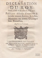 LEX.18.011 Déclaration du Roy (Paris/Grenoble, 1717) / © Sammlung PRISARD
