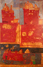 François Dilasser, Bateau-feu, acrylique sur papier marouflé sur toile, 1992, Musée des beaux-arts de Brest. © ADAGP, Paris, 2012.