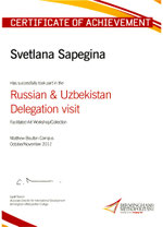 Svetlana Sapegina, Sertificate of Achievement