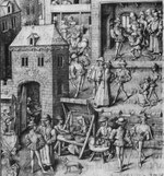 Flämische Straßenszene, Jean le Tavernier, HSS, Dedikationsminiatur, 1460.