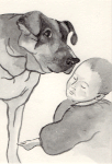 2014/犬と少年　墨